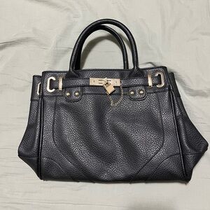 JustFab Black Satchel with Gold Accents